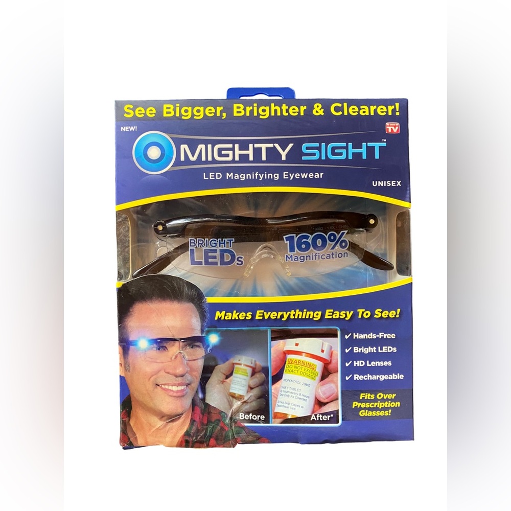 Ontel Mighty Sight Magnifying LED-Powered Glasses New In Package